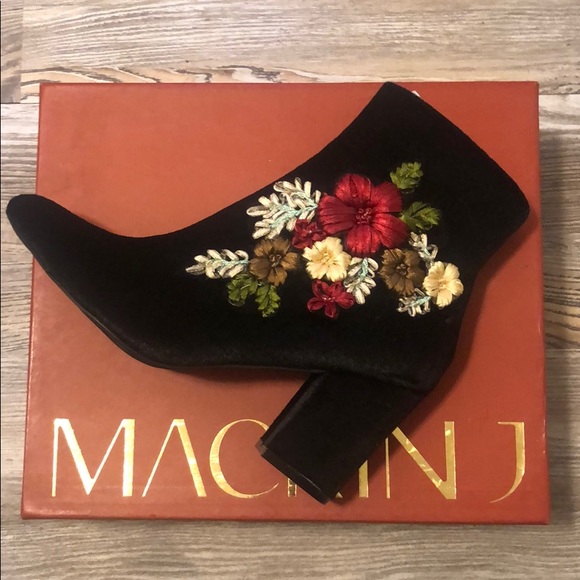 Velvet Embroidered Ankle Booties - Picture 3 of 3